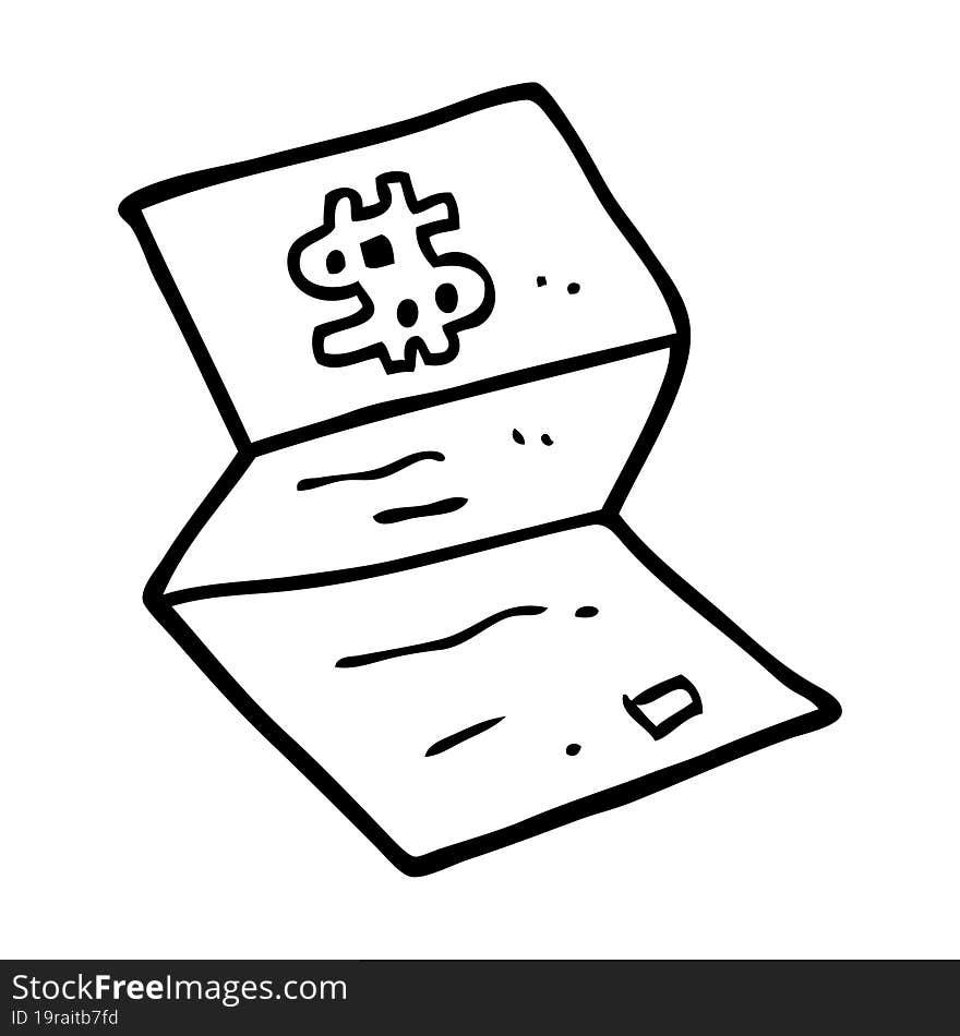 Black And White Cartoon Legal Money Letter