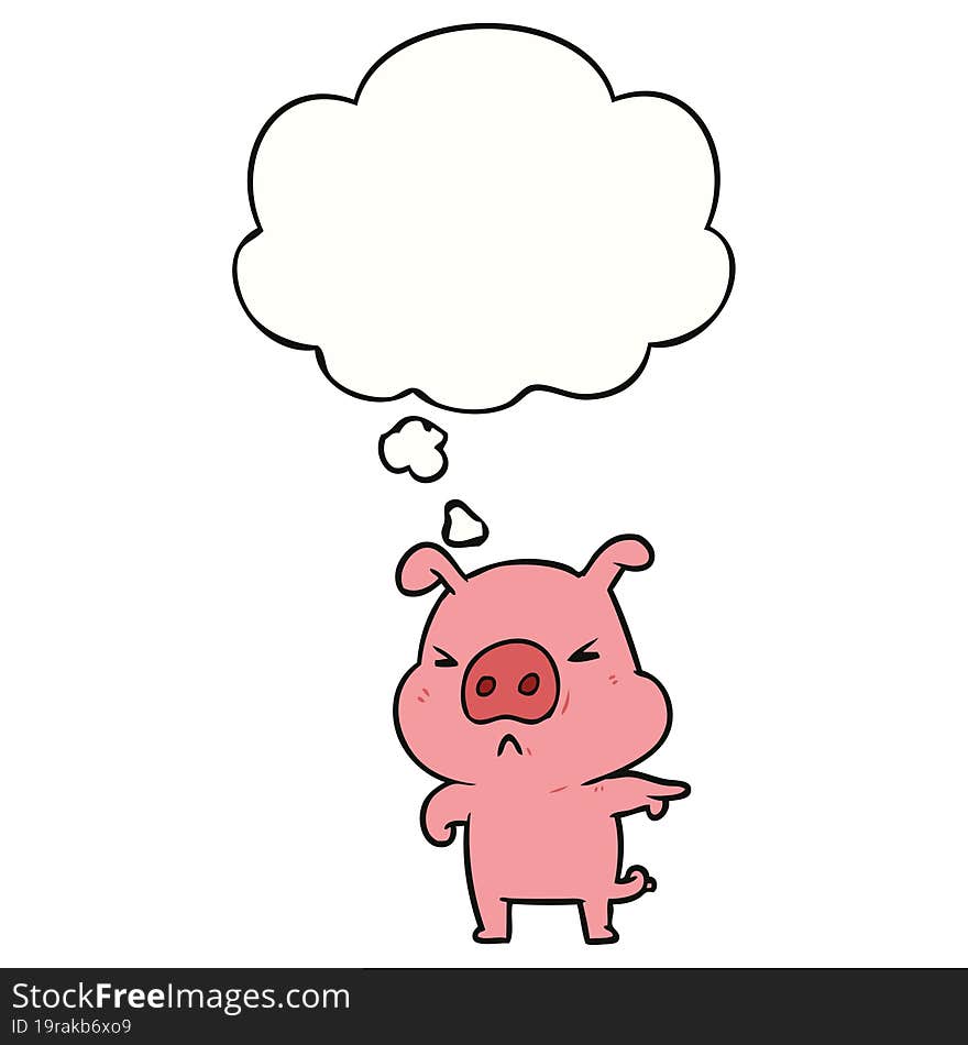 cartoon angry pig and thought bubble