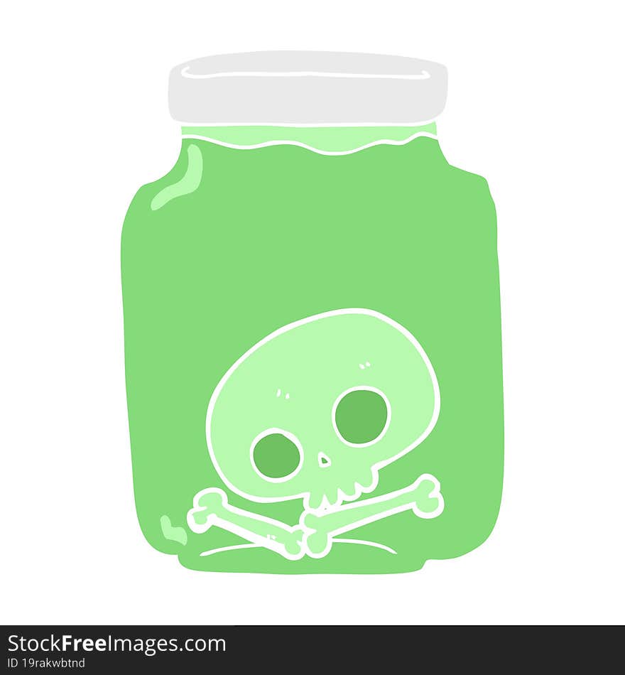 flat color illustration of jar with skull. flat color illustration of jar with skull