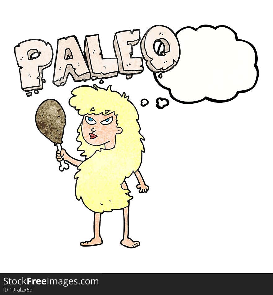 thought bubble textured cartoon woman on paleo diet