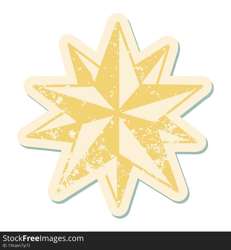 distressed sticker tattoo style icon of a star