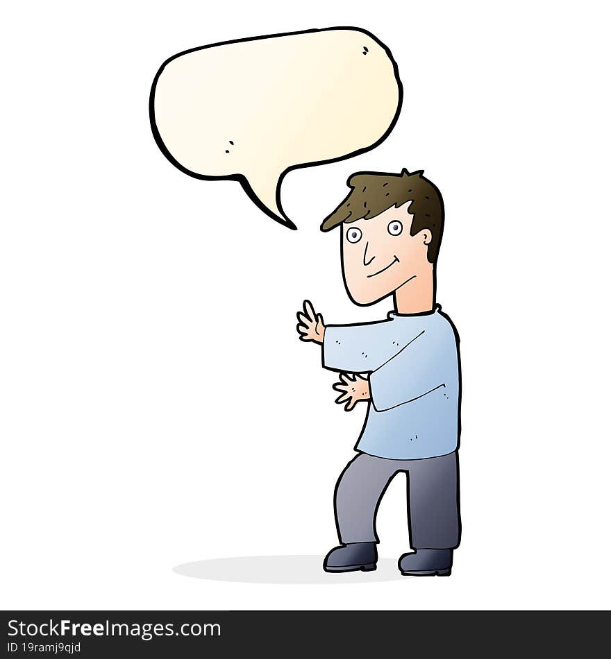 Cartoon Happy Man With Speech Bubble