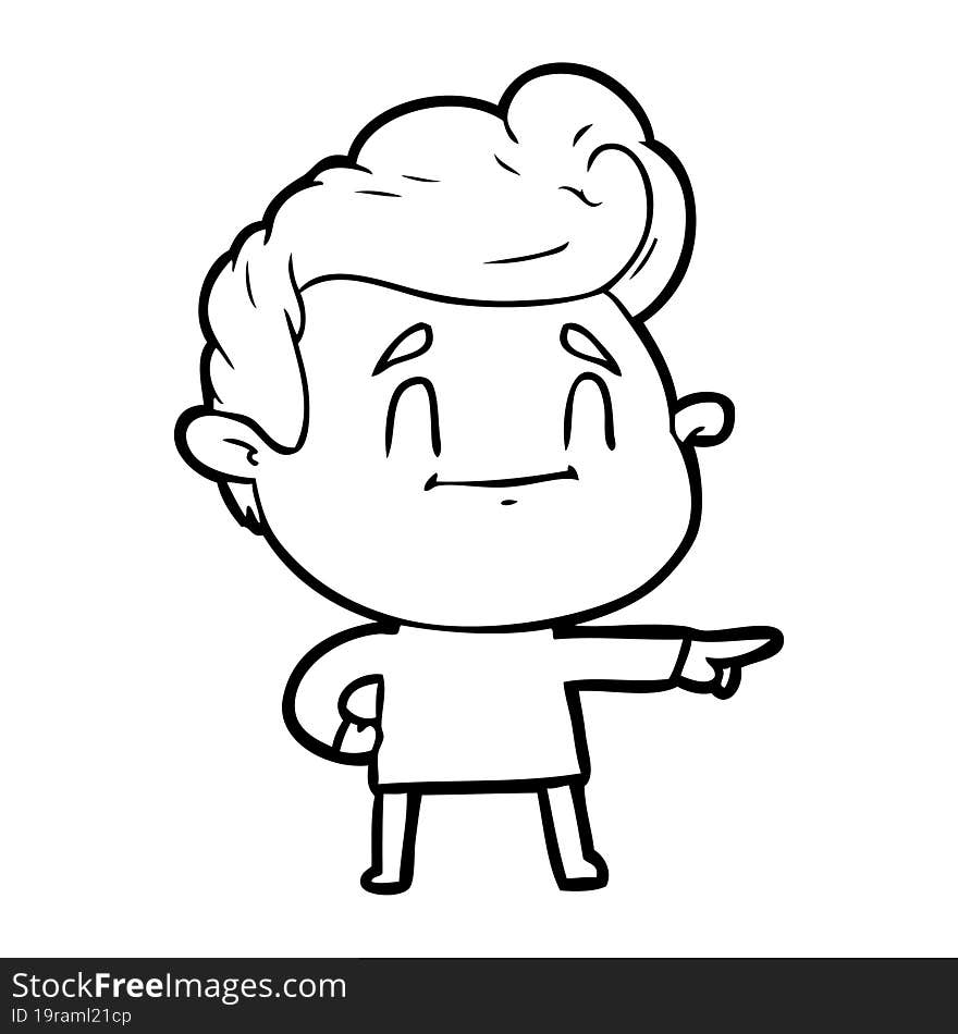 happy cartoon man pointing. happy cartoon man pointing