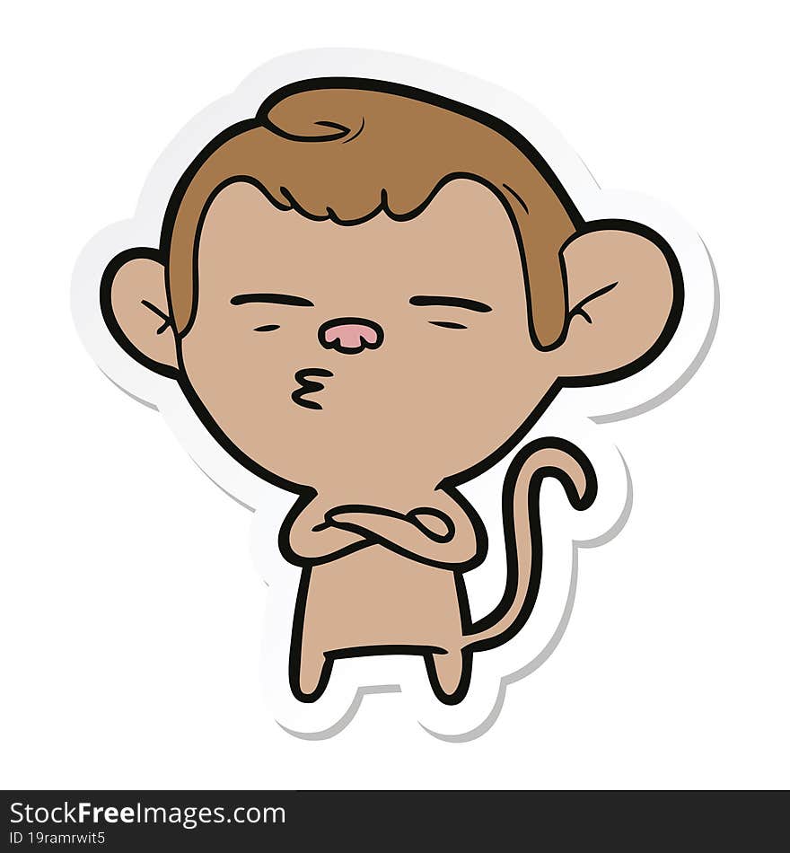 sticker of a cartoon suspicious monkey