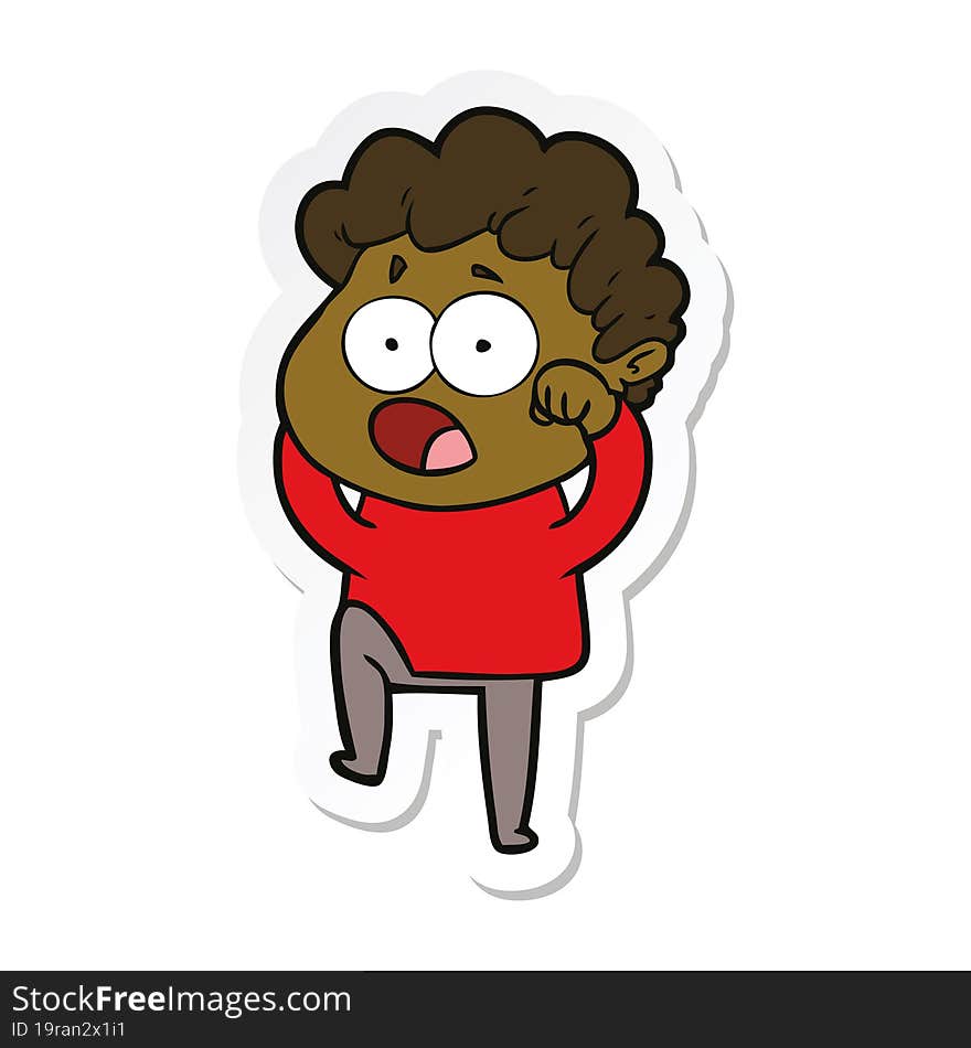 sticker of a cartoon man gasping in surprise