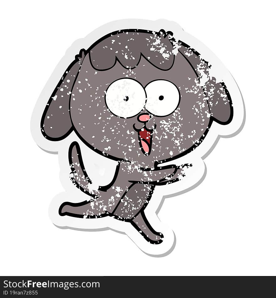 distressed sticker of a cute cartoon dog