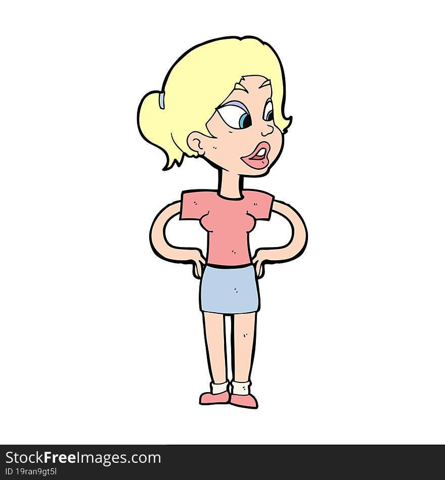 cartoon woman with hands on hips