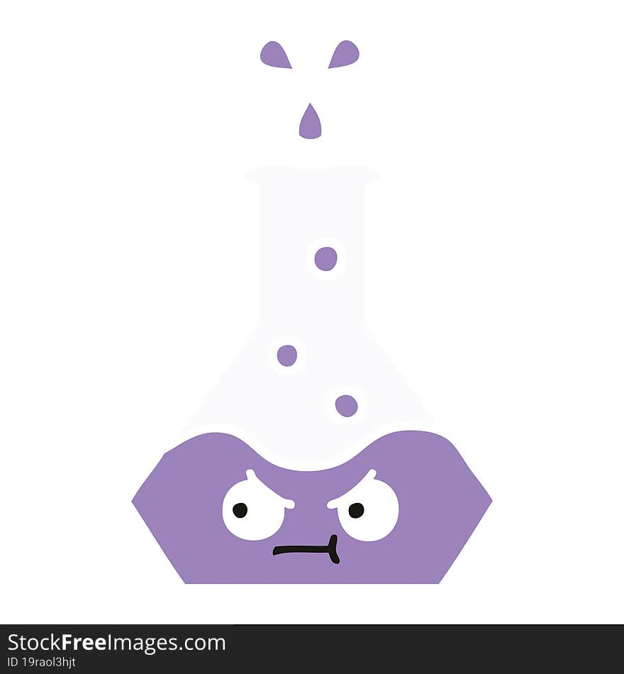 flat color retro cartoon science beaker