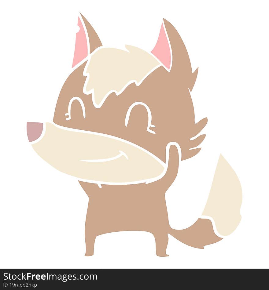 Friendly Flat Color Style Cartoon Wolf