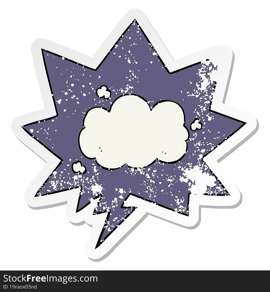 Cartoon Cloud And Speech Bubble Distressed Sticker