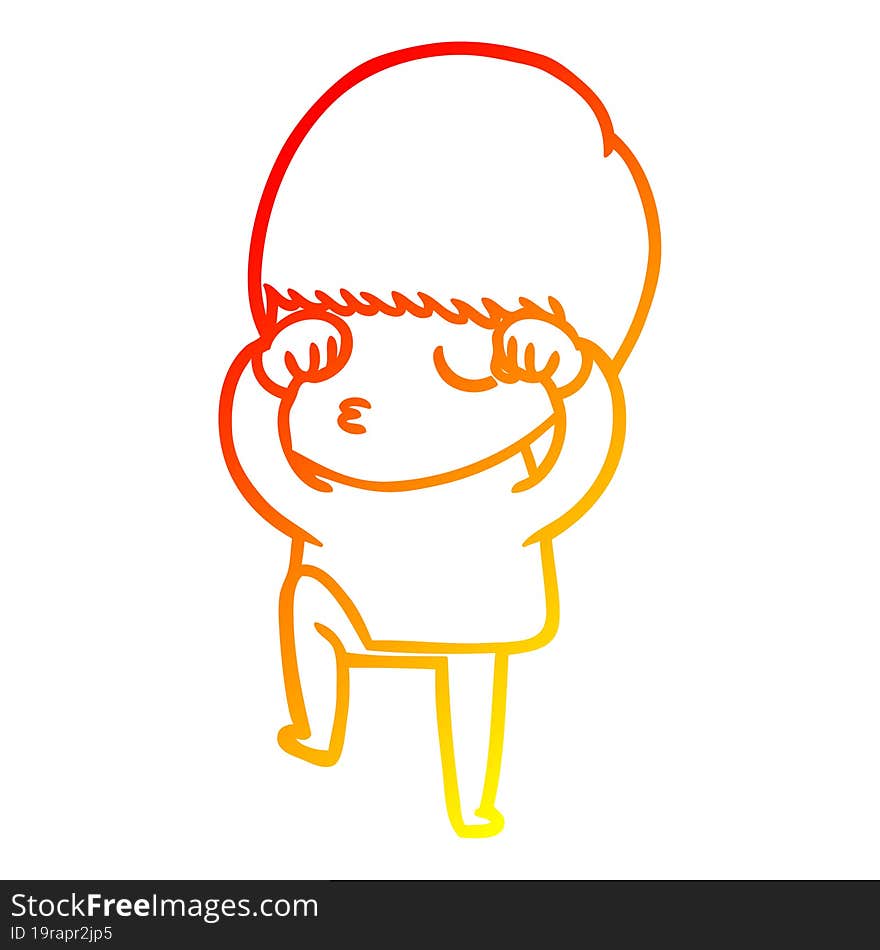 warm gradient line drawing cartoon calm boy