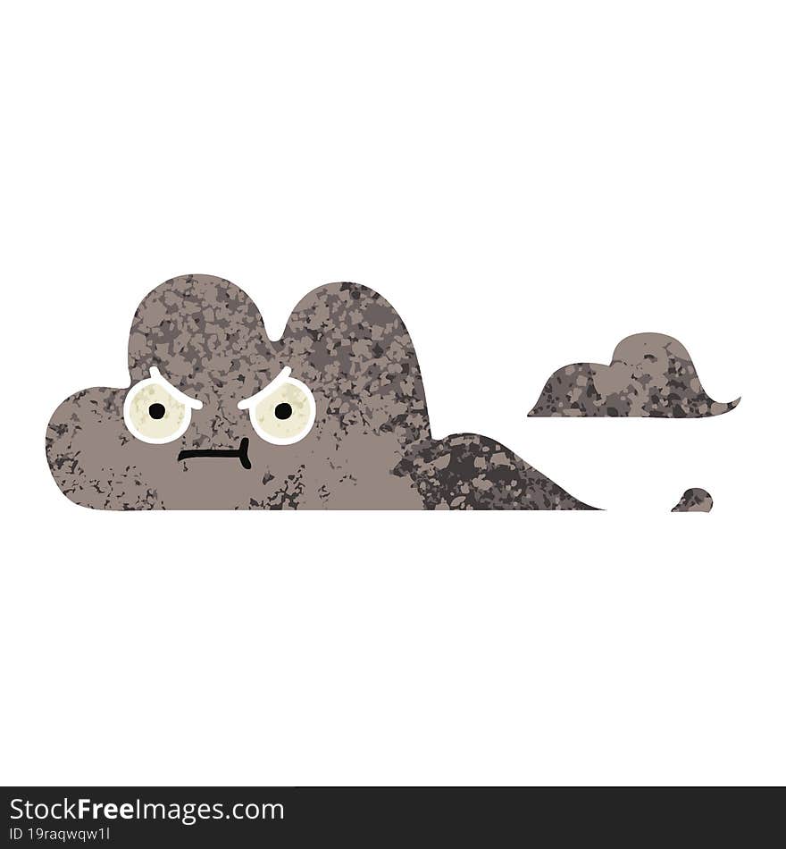 Retro Illustration Style Cartoon Storm Cloud