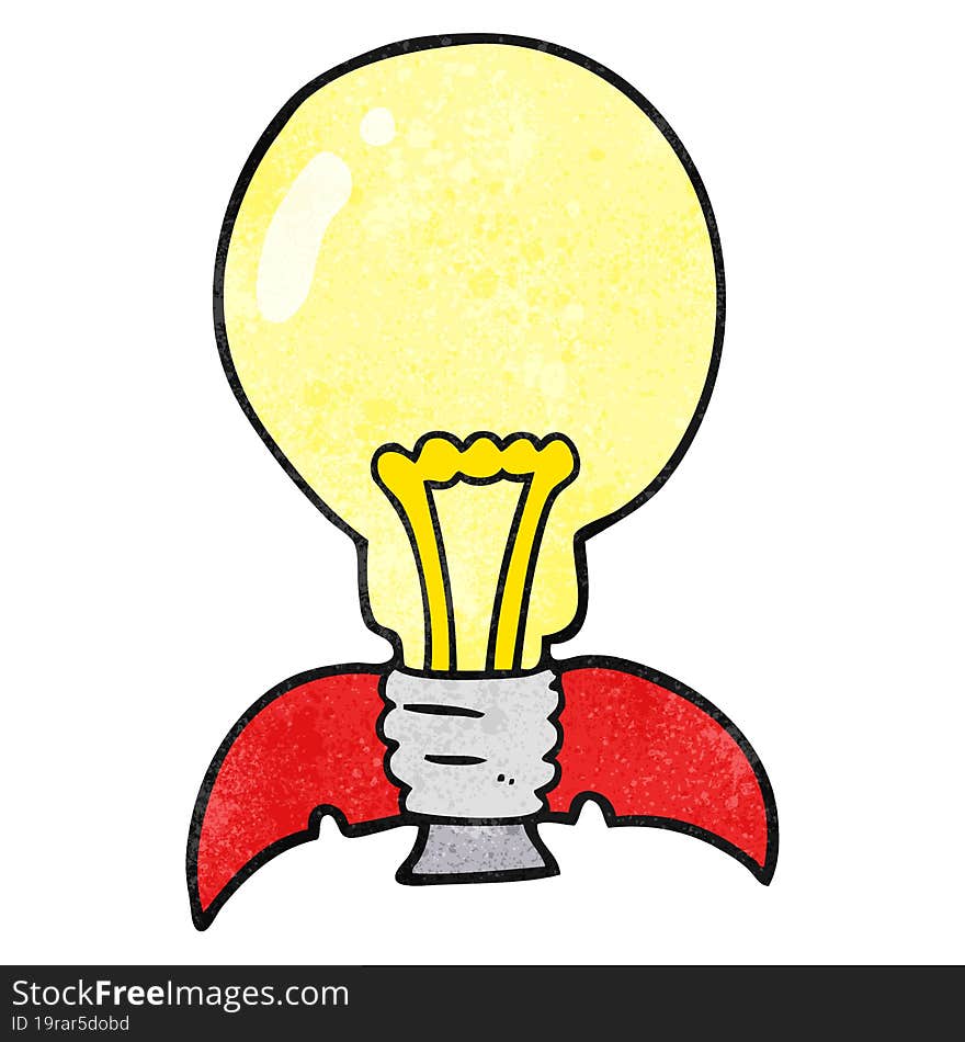 textured cartoon lightbulb rocket ship