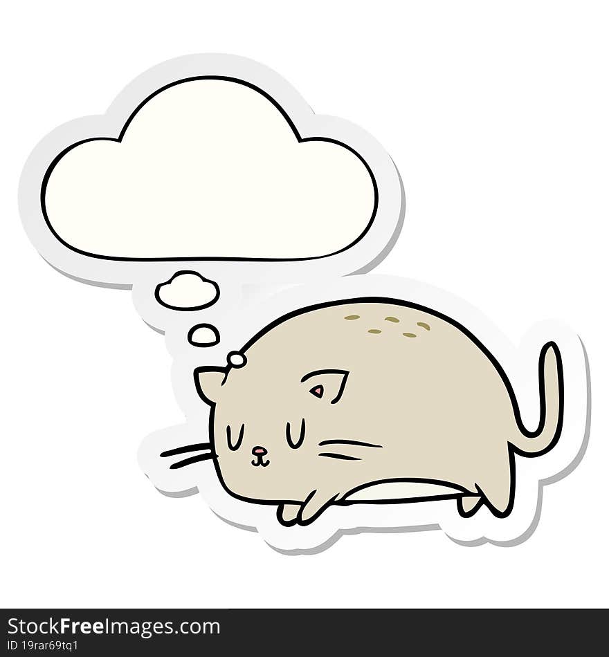 cute cartoon cat with thought bubble as a printed sticker