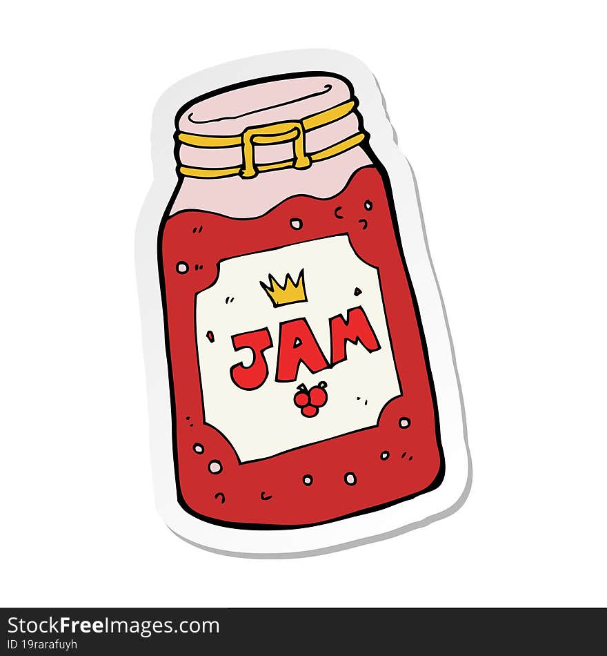 Sticker Of A Cartoon Jar Of Jam