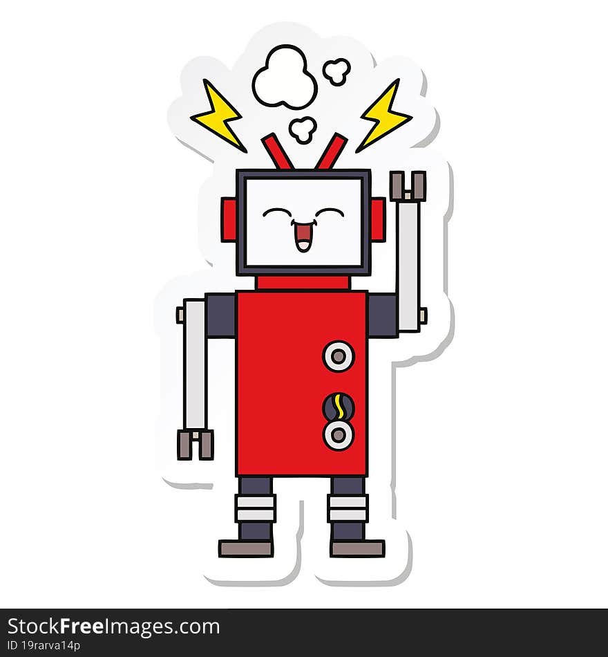 sticker of a cute cartoon robot