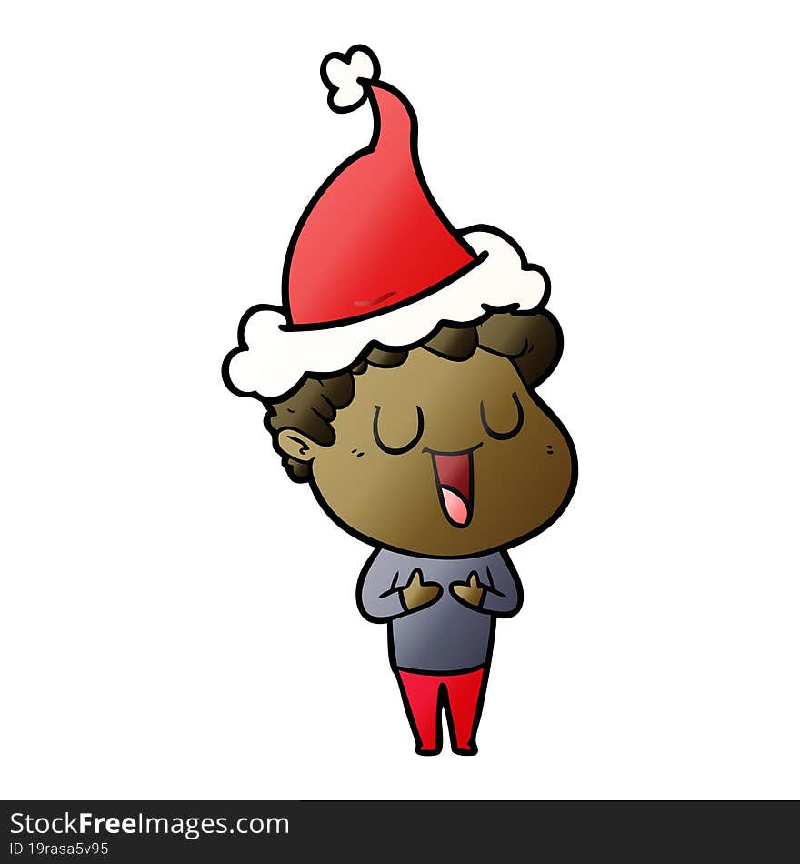 laughing hand drawn gradient cartoon of a man wearing santa hat. laughing hand drawn gradient cartoon of a man wearing santa hat