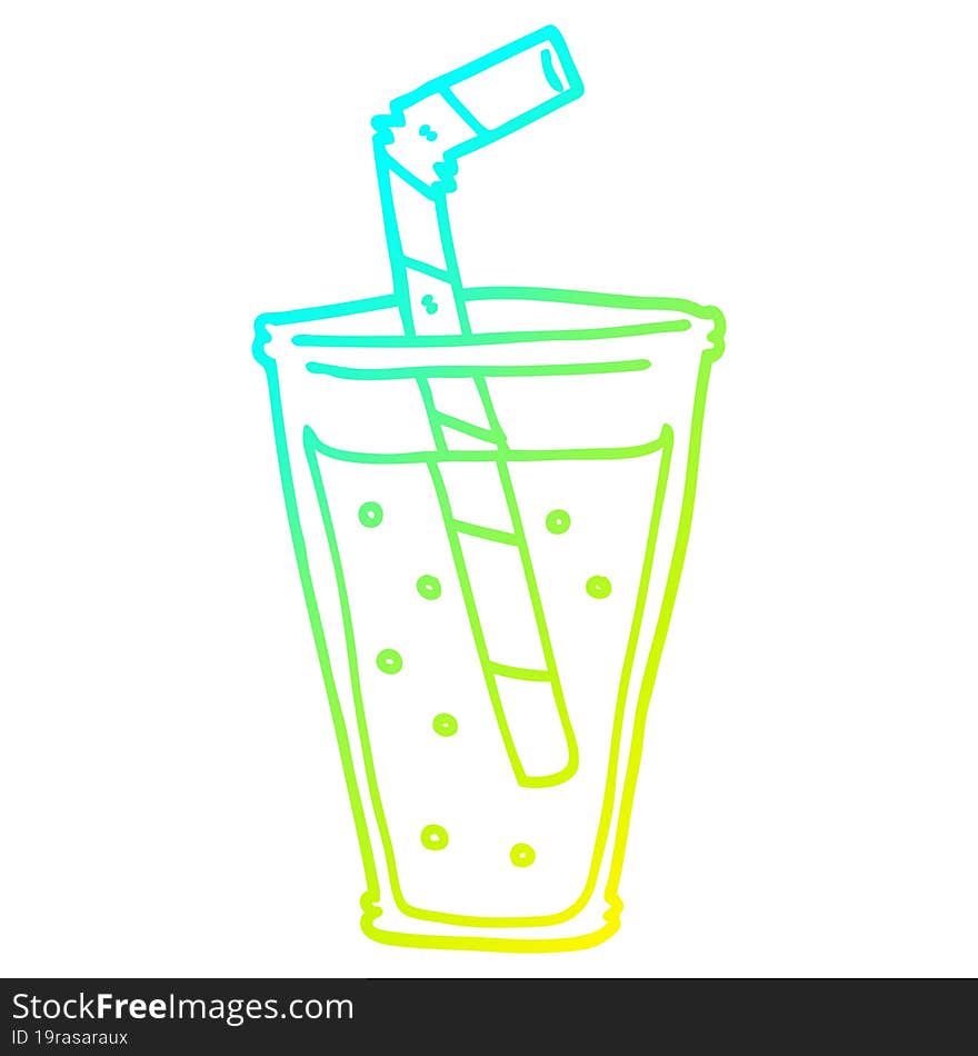 Cold Gradient Line Drawing Cartoon Fizzy Drink