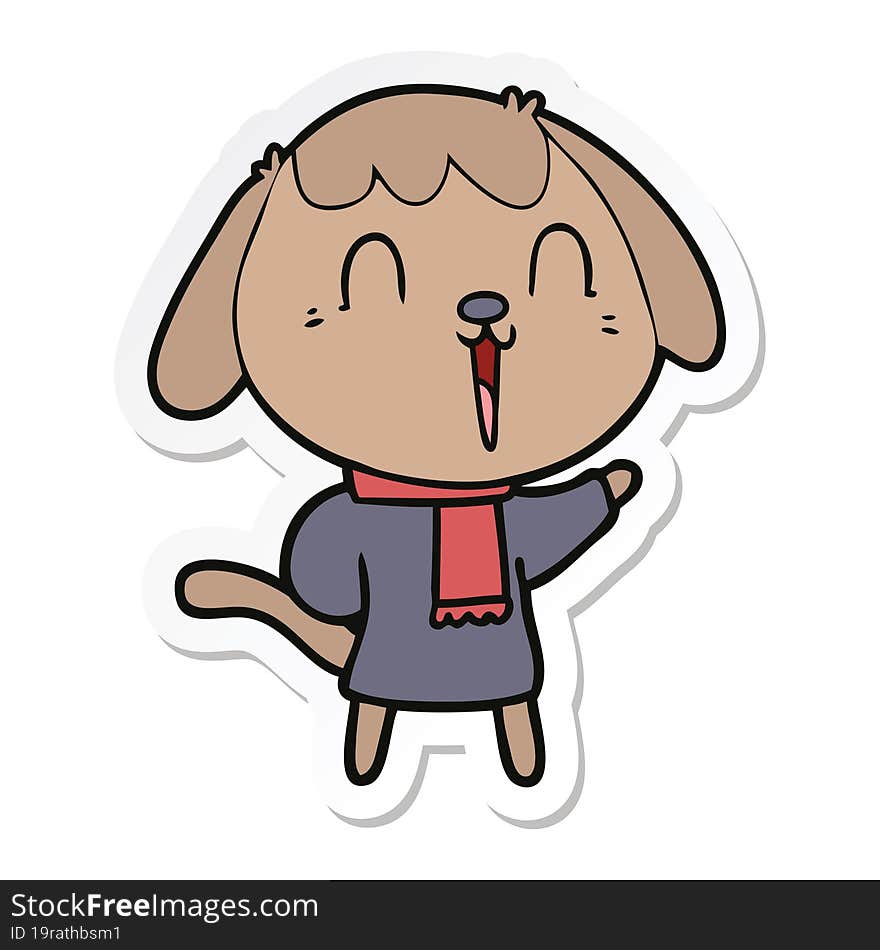 sticker of a cute cartoon dog