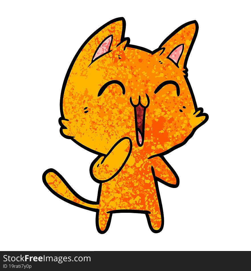 happy cartoon cat meowing. happy cartoon cat meowing