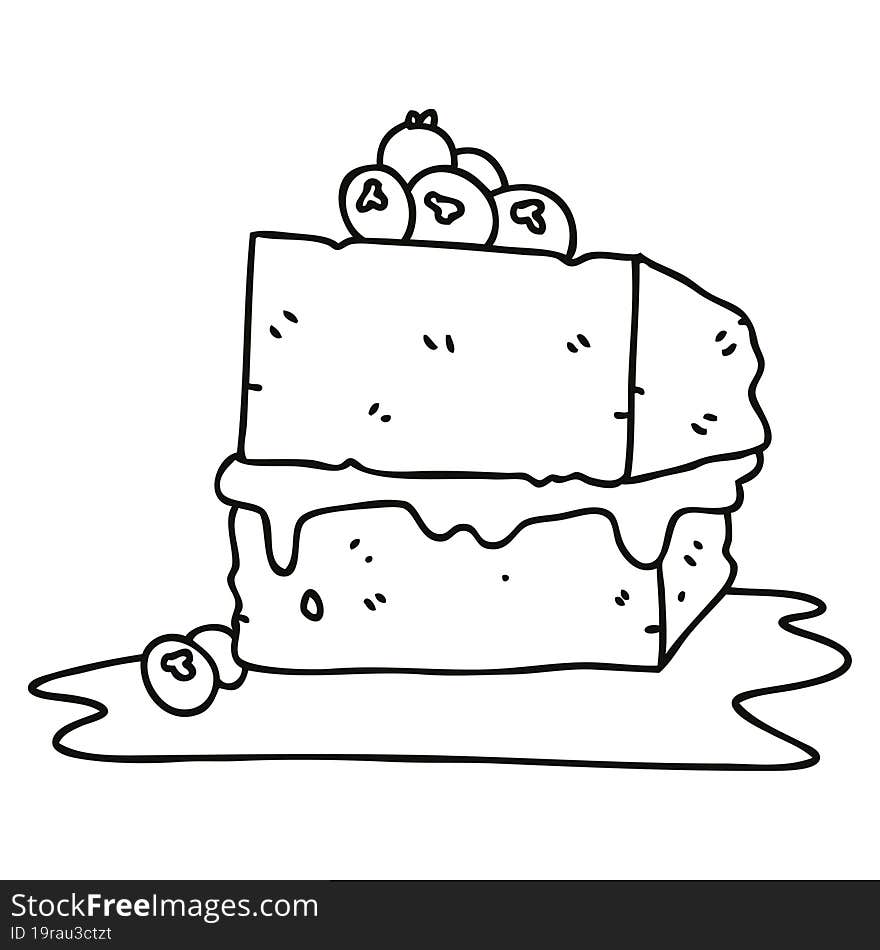 line drawing quirky cartoon chocolate cake. line drawing quirky cartoon chocolate cake