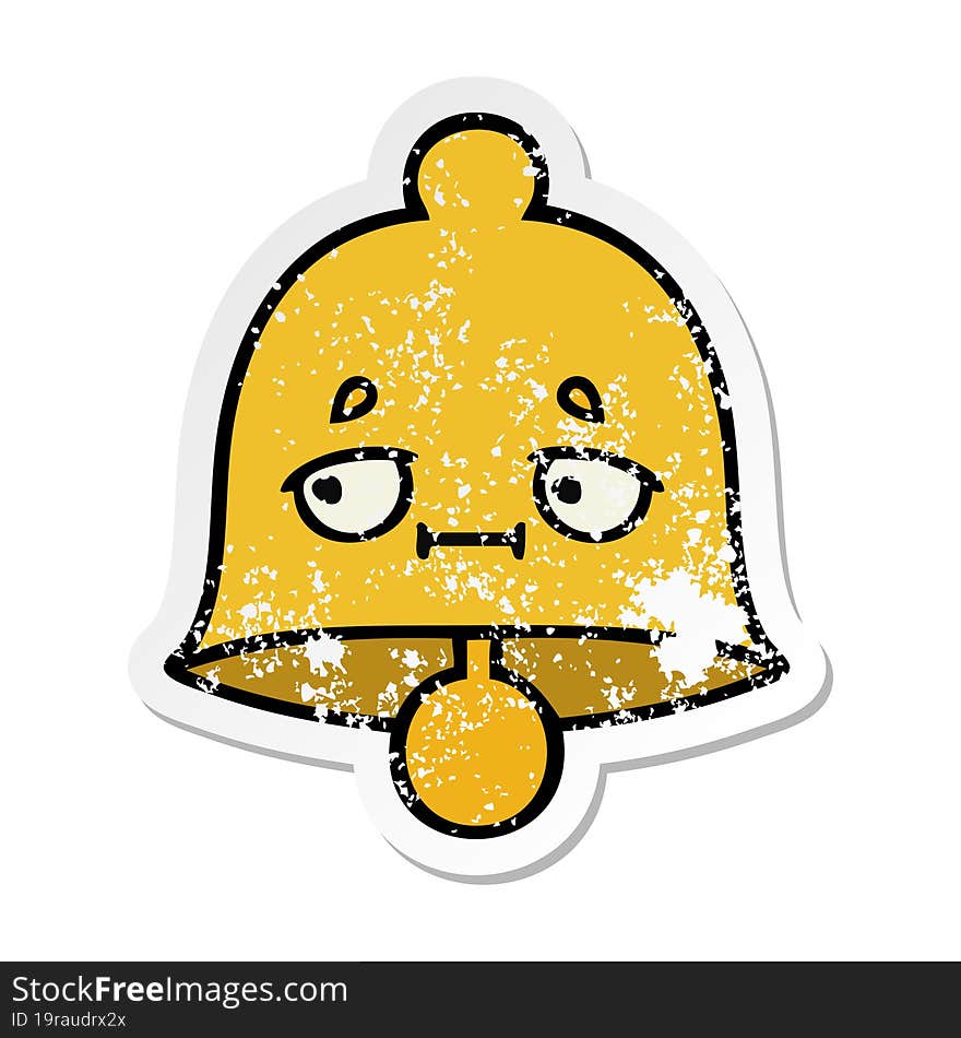 distressed sticker of a cute cartoon bell