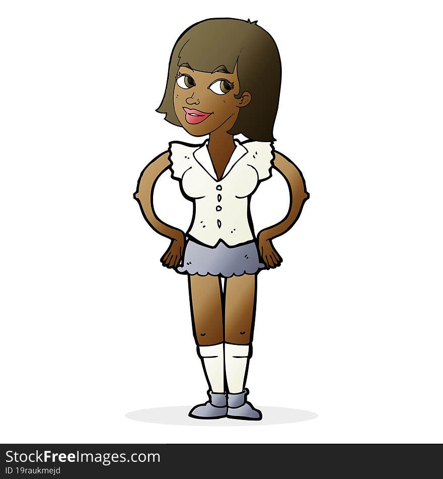 cartoon woman with hands on hips