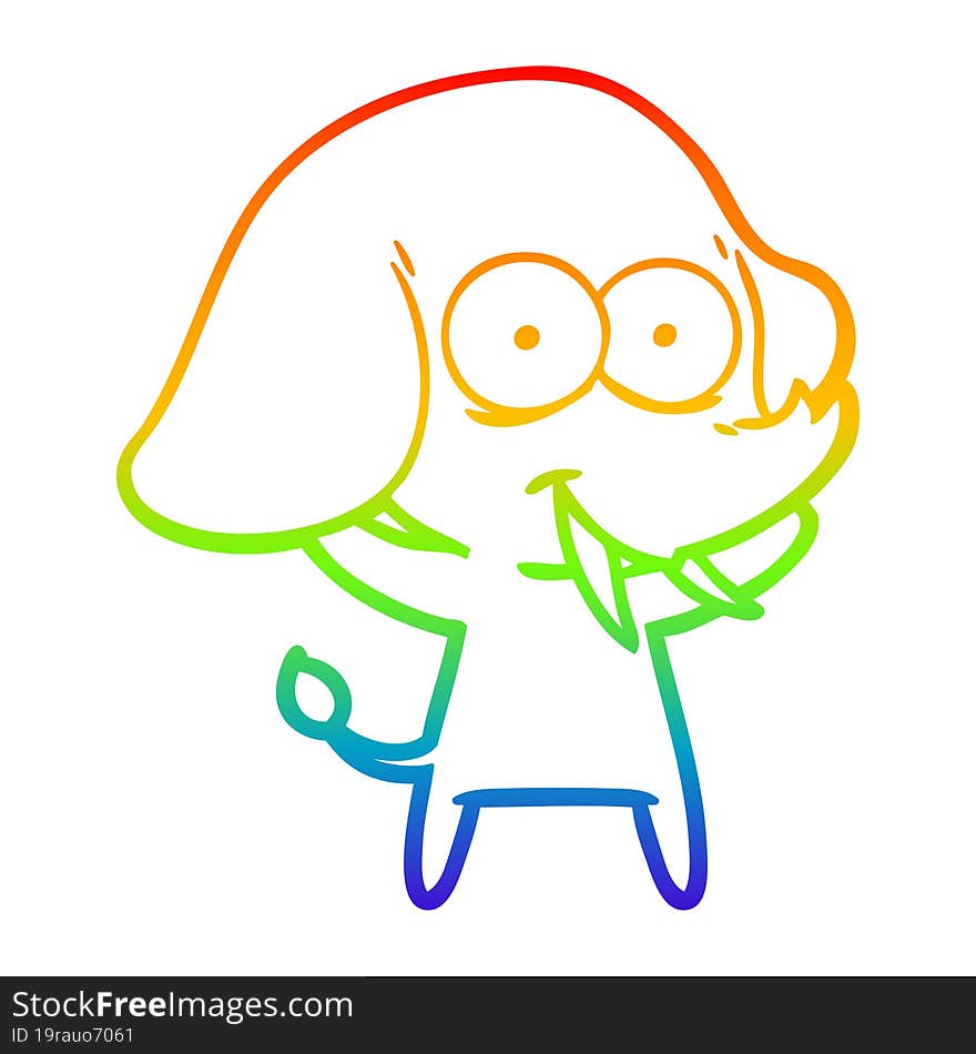 rainbow gradient line drawing happy cartoon elephant