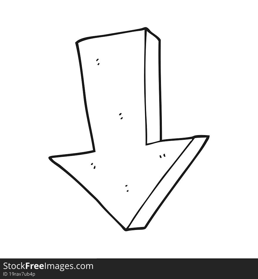 black and white cartoon arrow pointing down