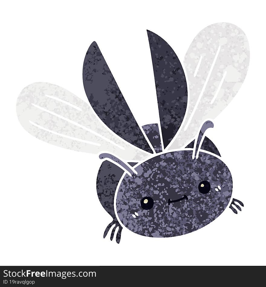 quirky retro illustration style cartoon flying beetle