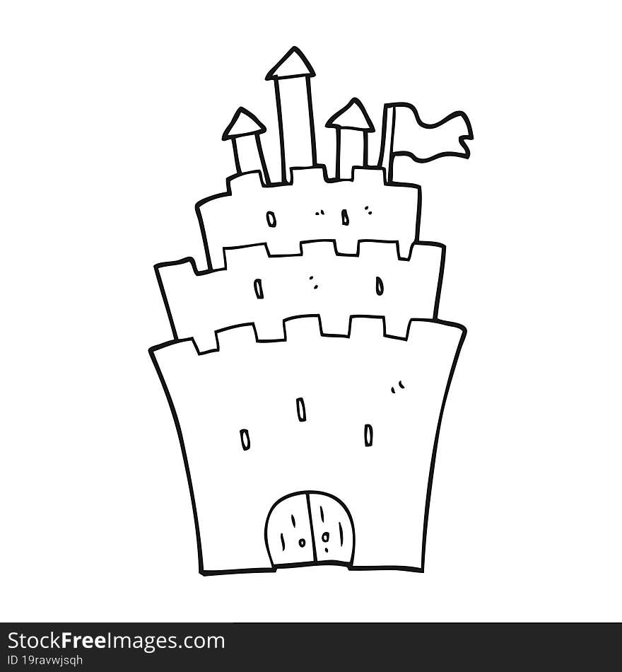 Black And White Cartoon Castle