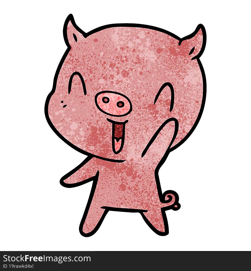 happy cartoon pig. happy cartoon pig