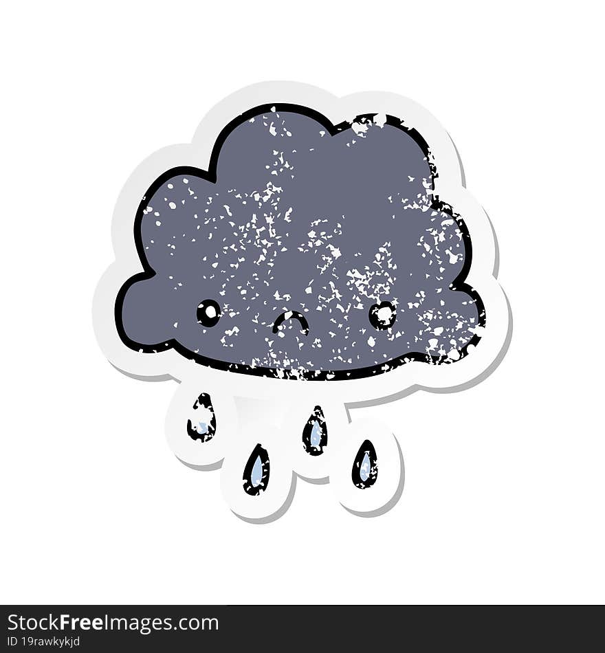 distressed sticker of a cartoon storm cloud