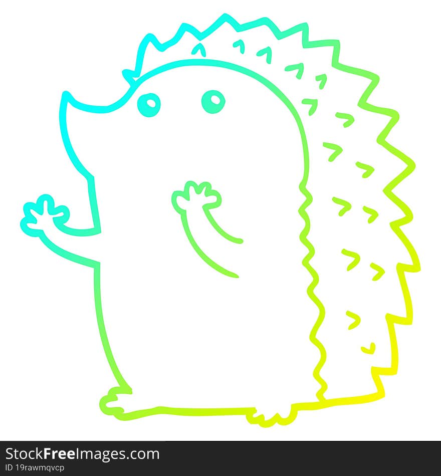 cold gradient line drawing cartoon hedgehog