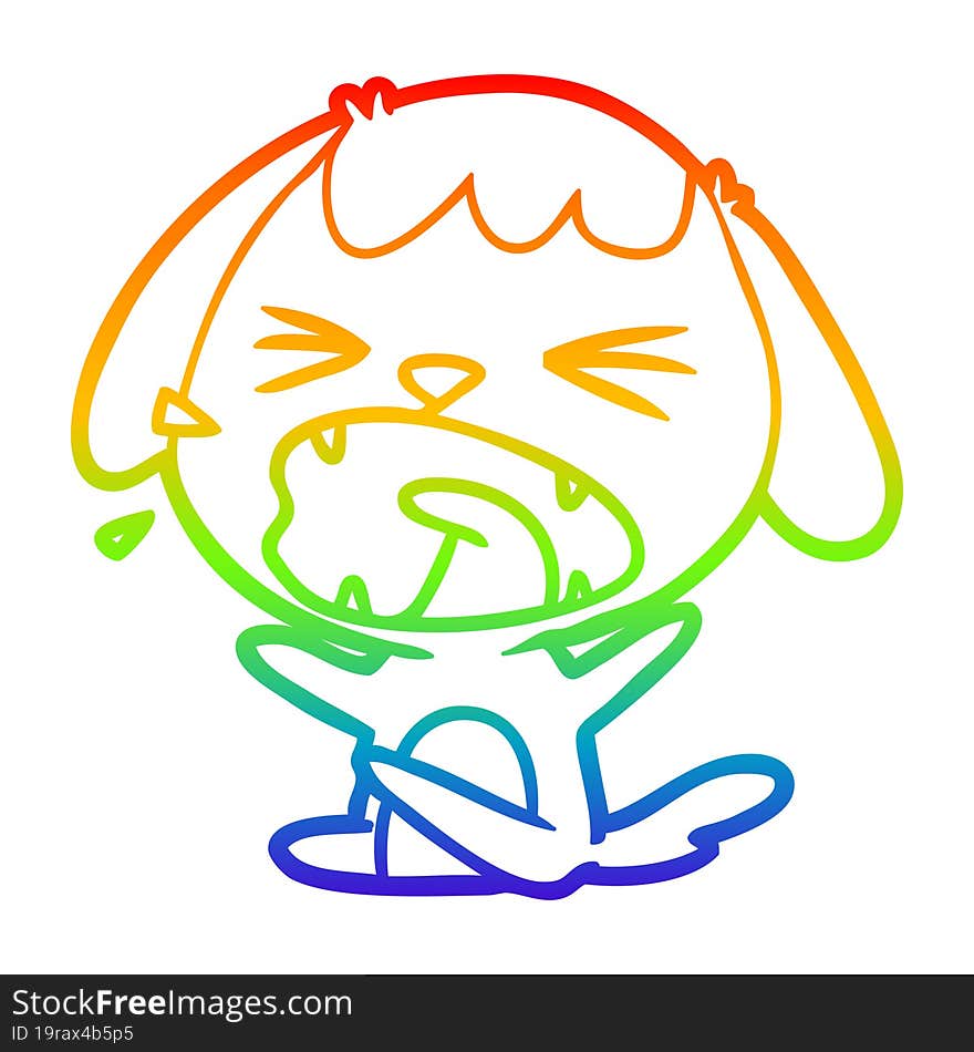 rainbow gradient line drawing cute cartoon dog barking