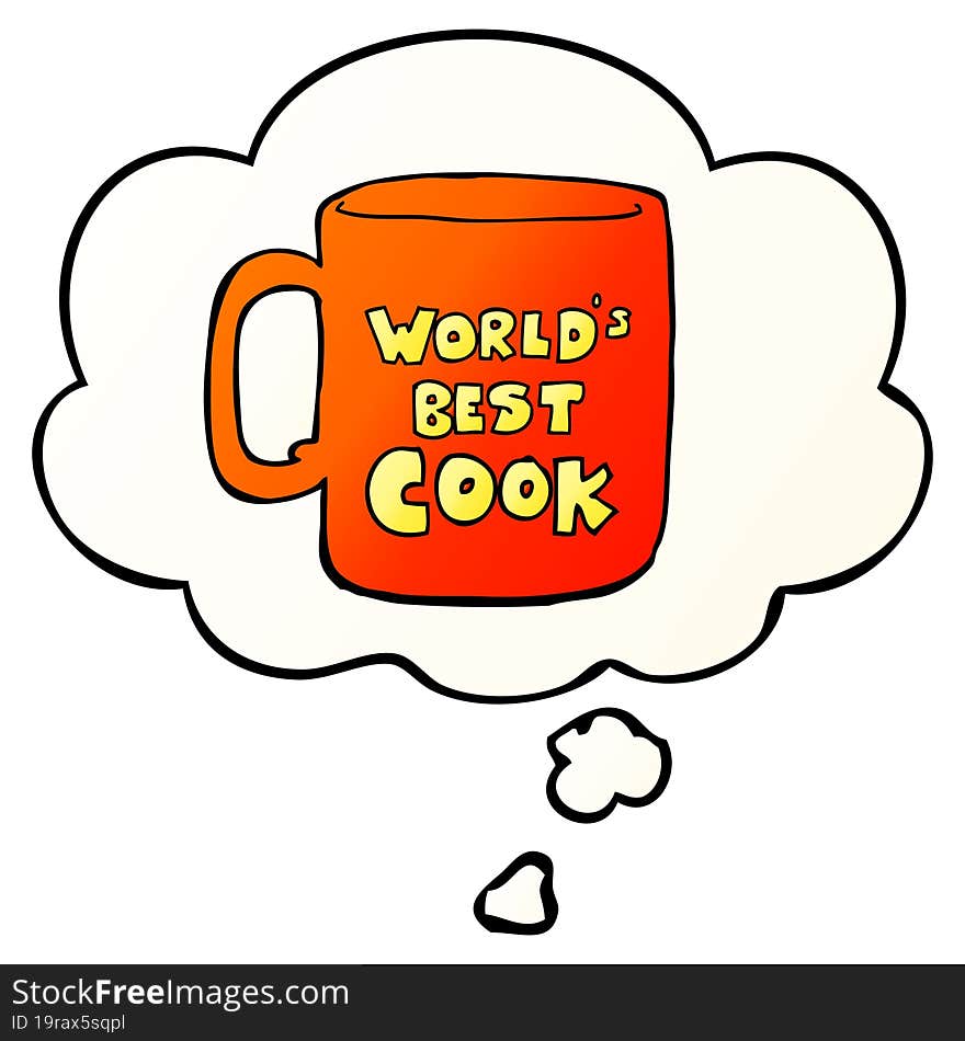 worlds best cook mug and thought bubble in smooth gradient style