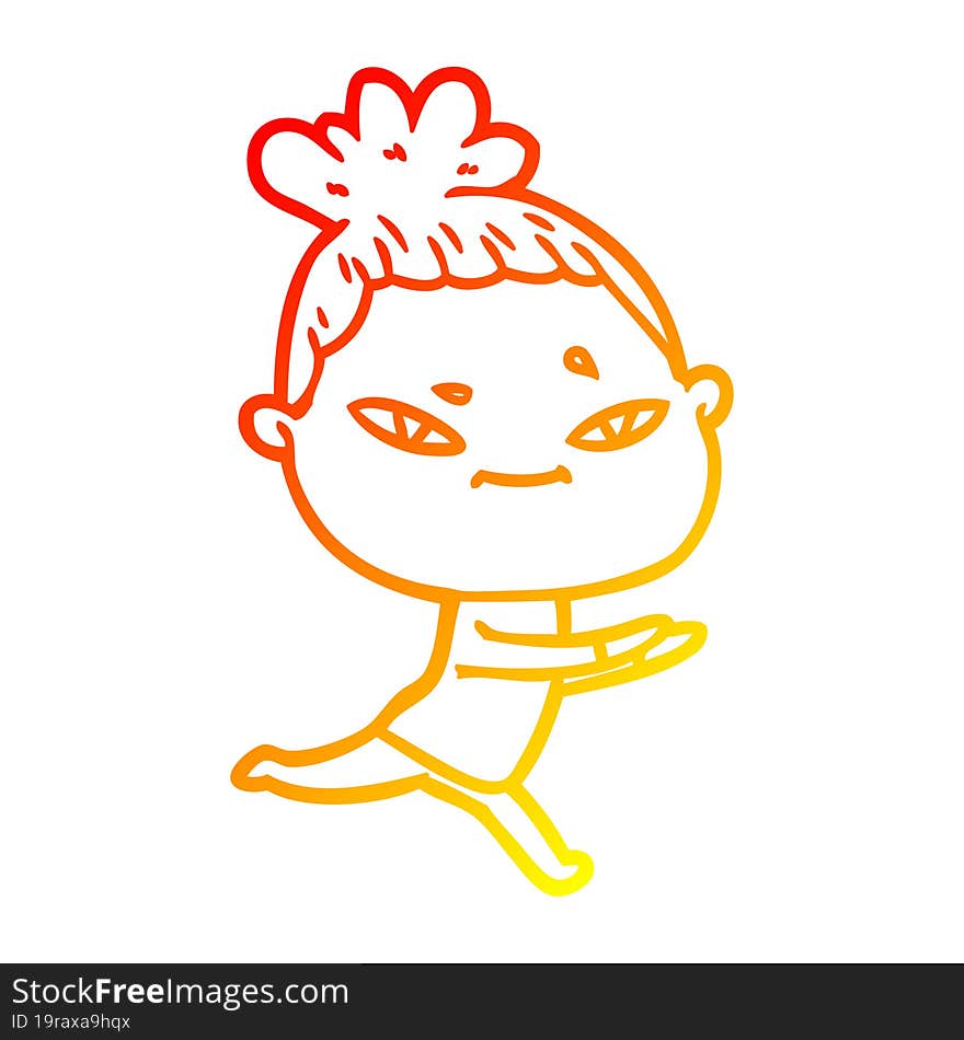 warm gradient line drawing of a cartoon woman