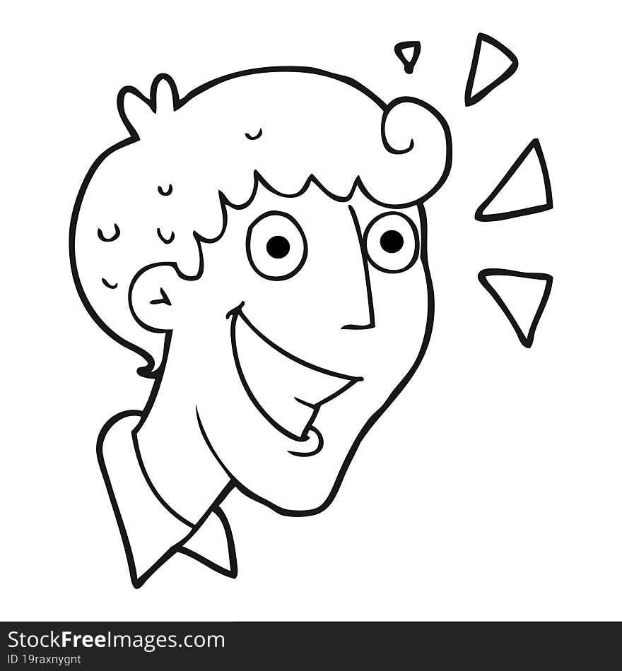 Black And White Cartoon Excited Man