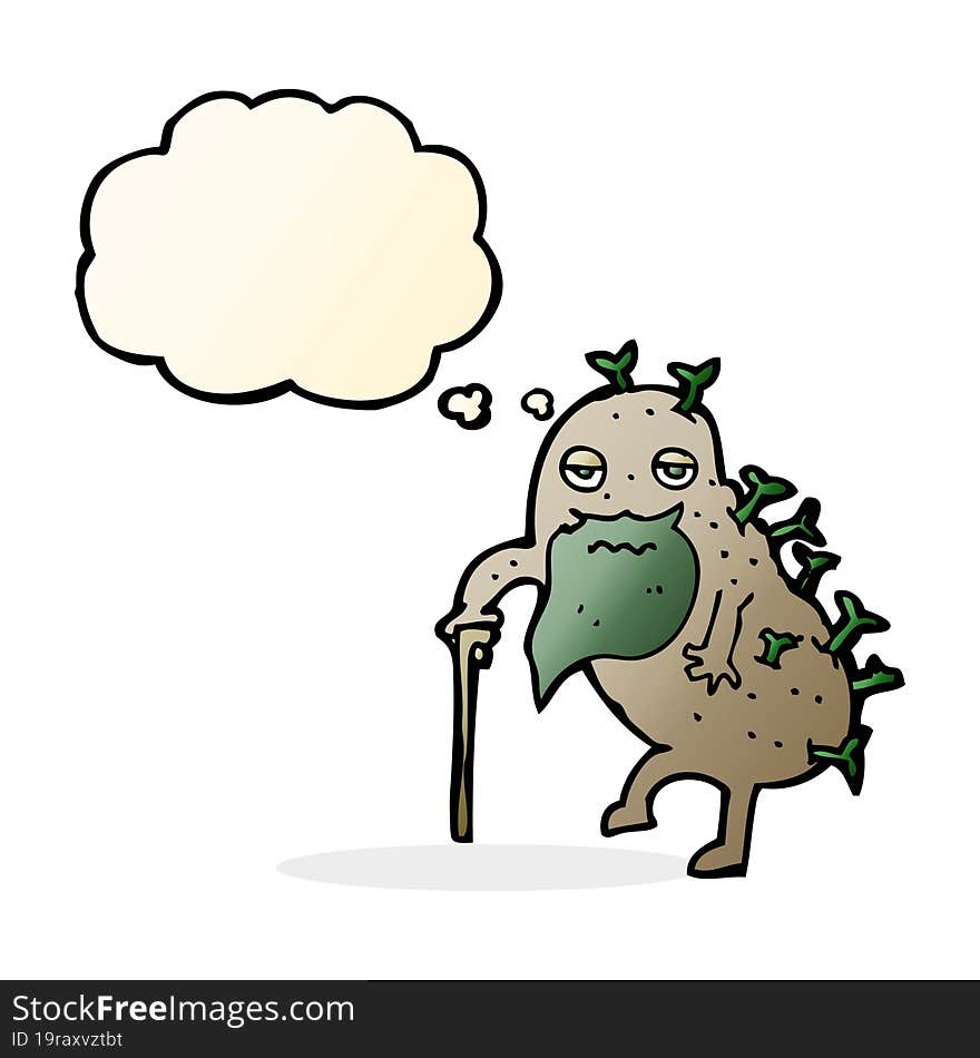 Cartoon Old Potato With Thought Bubble