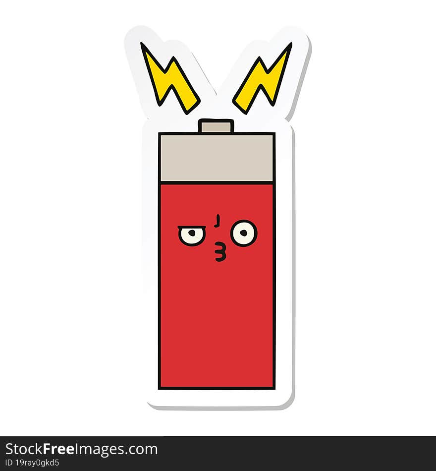 sticker of a cute cartoon battery