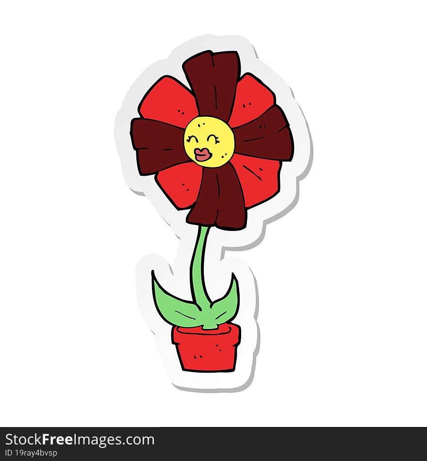 Sticker Of A Cartoon Flower