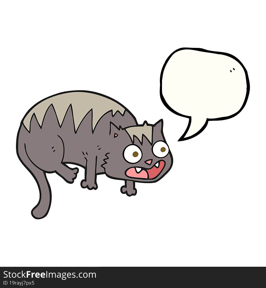 freehand drawn speech bubble cartoon cat