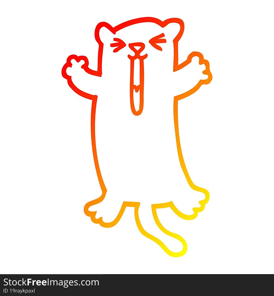 warm gradient line drawing of a cartoon happy cat