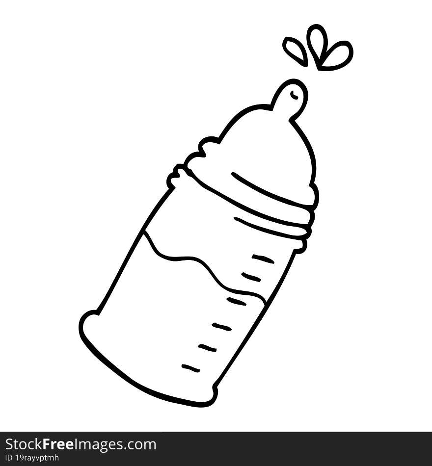 line drawing cartoon baby bottle