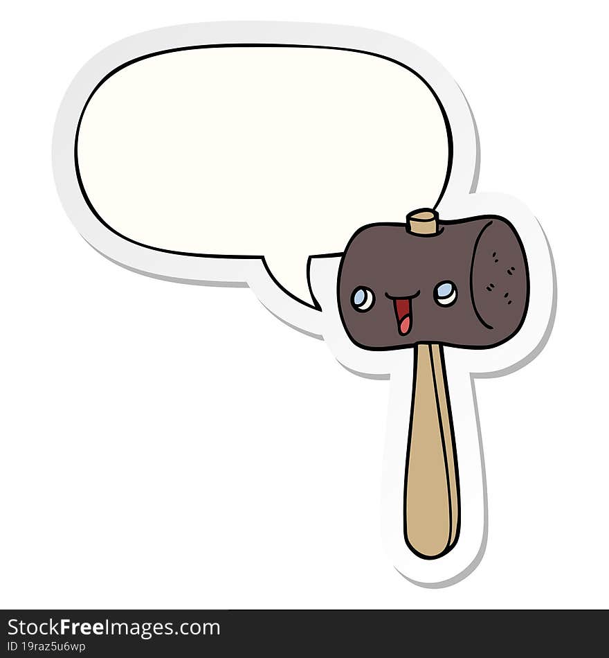 cartoon mallet and speech bubble sticker