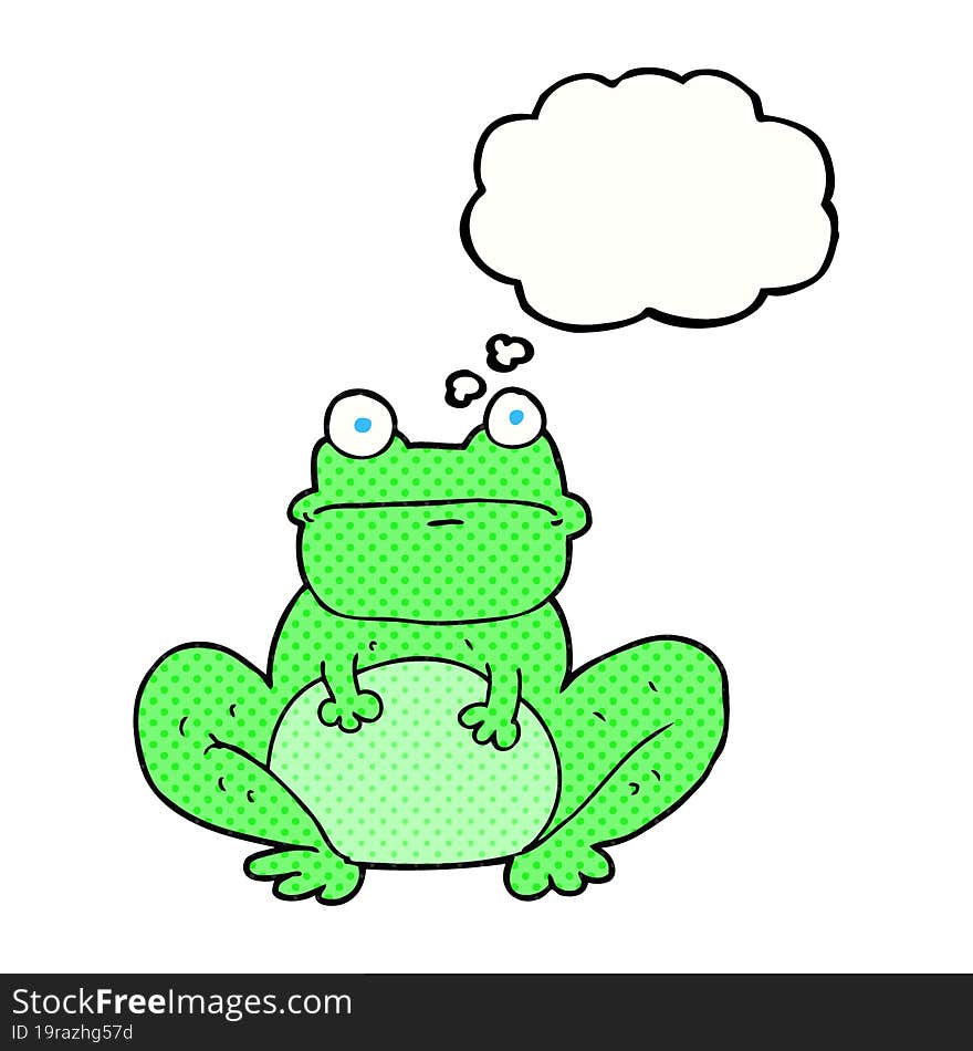 freehand drawn thought bubble cartoon frog