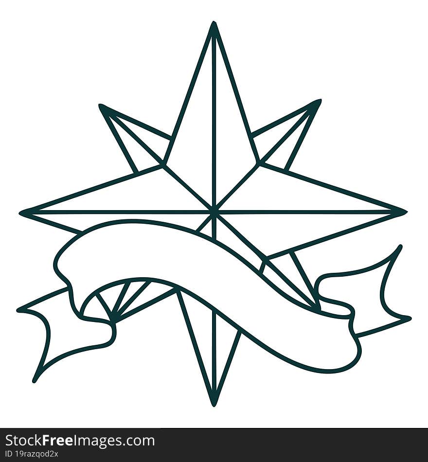 Tattoo With Banner Of A Star