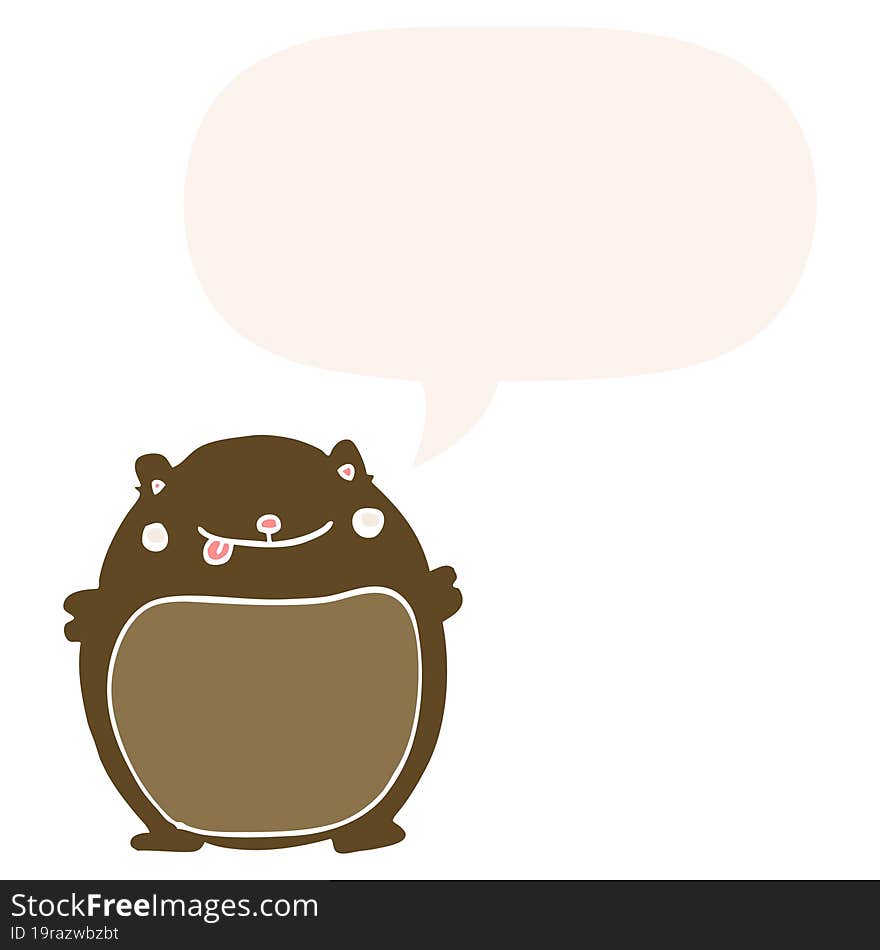 cartoon bear and speech bubble in retro style