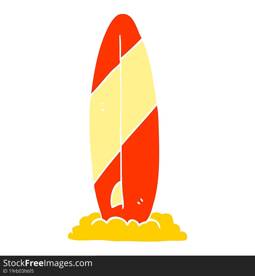 flat color illustration cartoon surf board