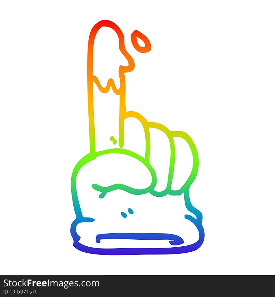 rainbow gradient line drawing cartoon rubber glove